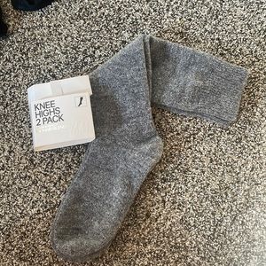 Never worn knee high socks light gray
